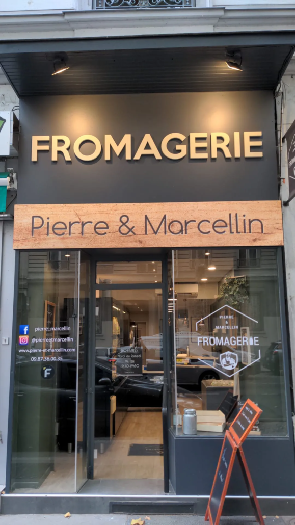 Façade de la fromagerie Pierre & Marcellin, 46 avenue Félix Faure, Lyon 3